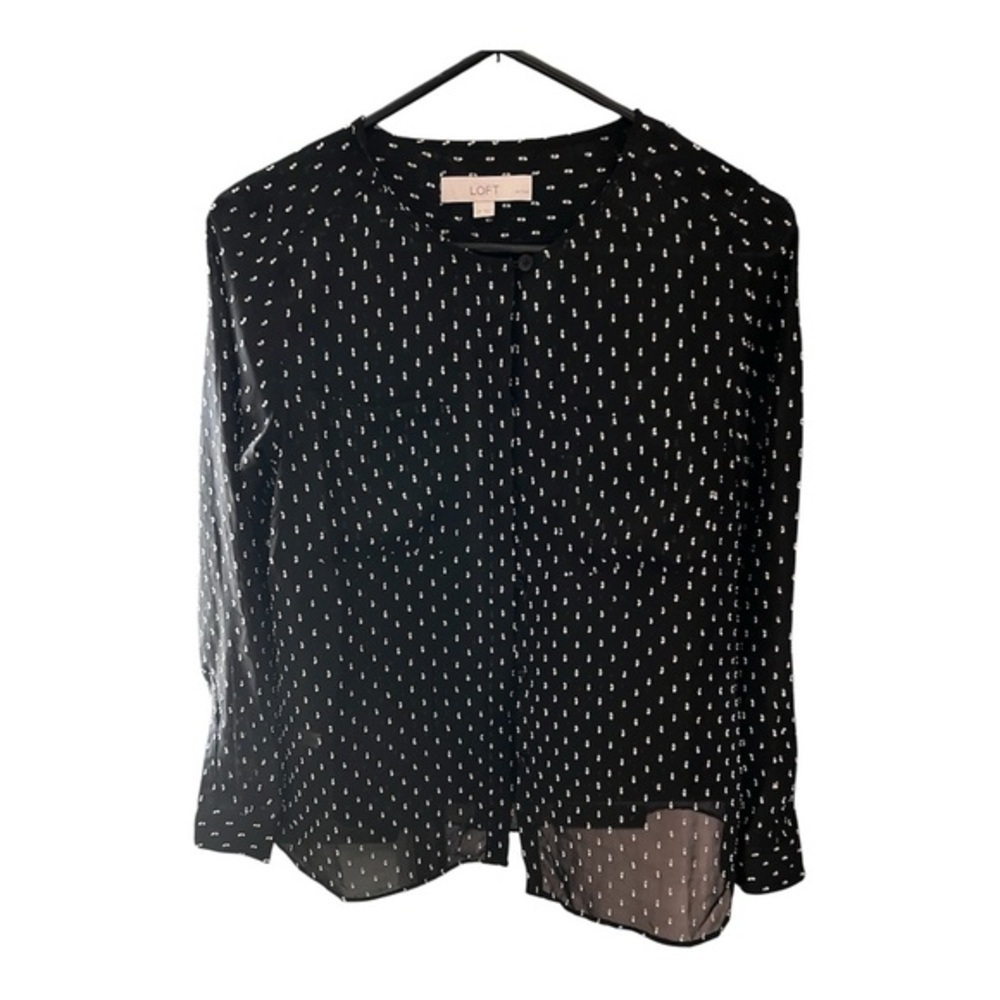 LOFT Black and White Patterned Blouse